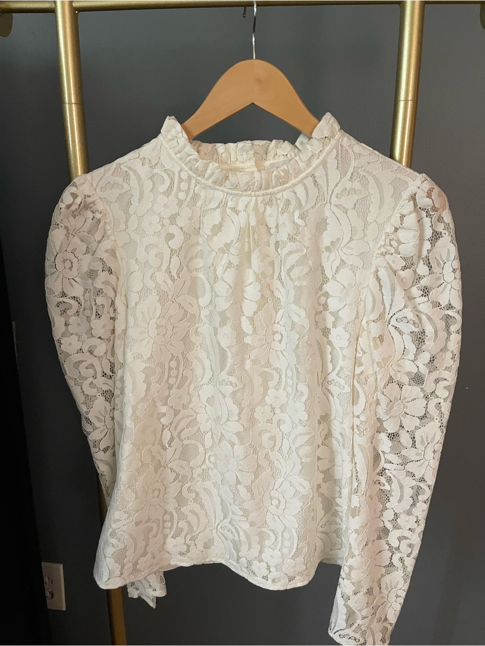 Rachel Parcell Women’s Ivory Lace Long-Sleeve Top